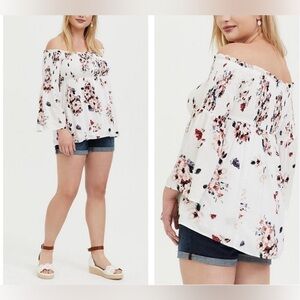 Torrid Modal Lace-Up Smocked Off-Shoulder Top